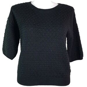 BANANA REPUBLIC BLACK TEXTURED POLKA DOT SWEATER
